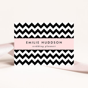 Carte De Visite Motif Zigzag noir et blanc, Motif Chevron