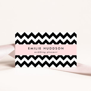 Carte De Visite Motif Zigzag noir et blanc, Motif Chevron