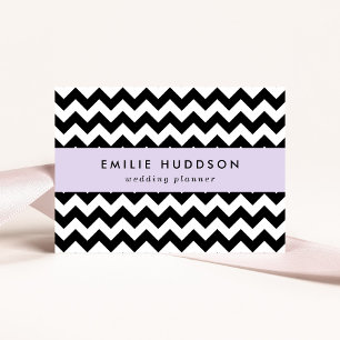 Carte De Visite Motif Zigzag noir et blanc, Motif Chevron