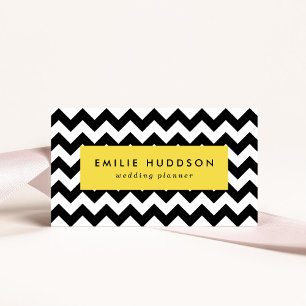 Carte De Visite Motif Zigzag noir et blanc, Motif Chevron