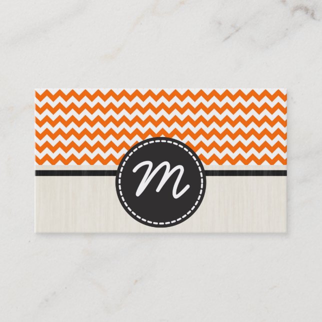 Carte De Visite Motif Zigzag orange et blanc Chevron 2 (Devant)