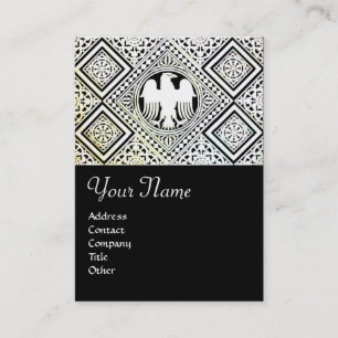 CARTE DE VISITE MOTIFS DAMASSÉS À L'AIGLE ROMAINE NOIR ET BLANC