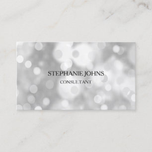 Carte De Visite Motifs de Silver Bokeh Nom du monogramme Blanc noi