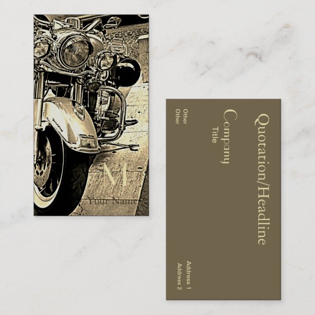Carte de visite moto ton sépia (Devant / Derrière)