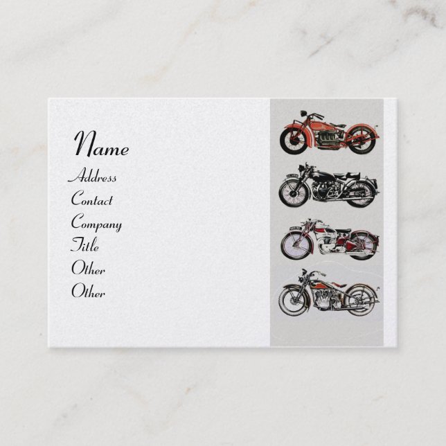 Carte De Visite MOTOCYCLES vintages Perle blanche gris rouge (Devant)