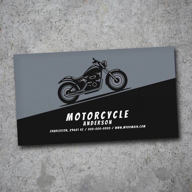 Carte De Visite Motocyclette en diagonale (Motorcycle Diagonally Business Card)
