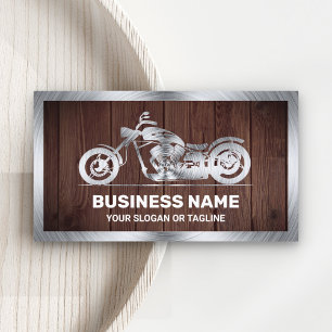 Carte De Visite Motocyclette Rustic Wood Steel