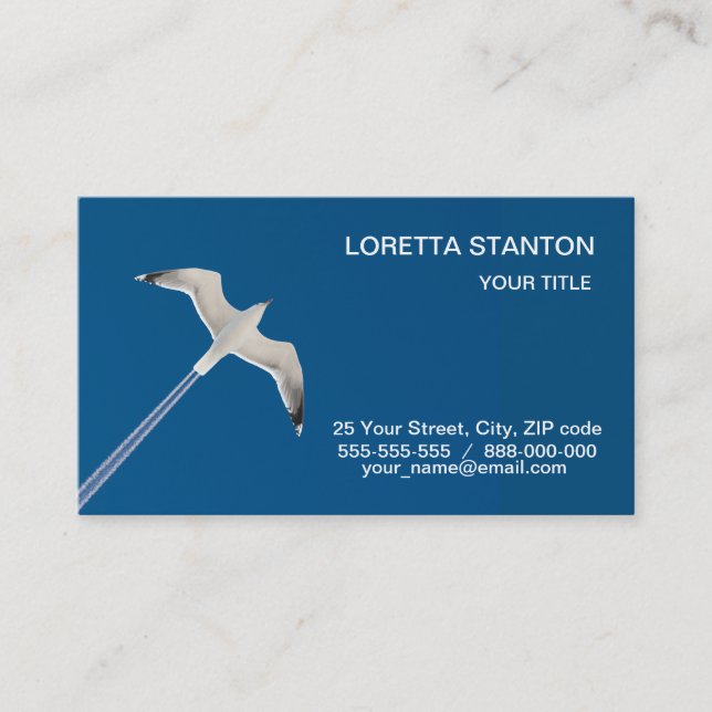 Carte De Visite Mouette volant et traînée de condensation (Devant)