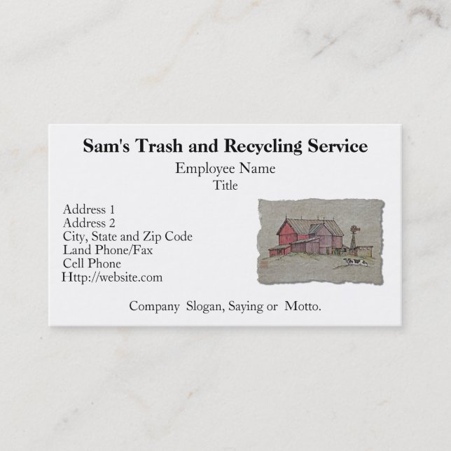 Carte De Visite Moulin à vent et vache de grange (Devant)