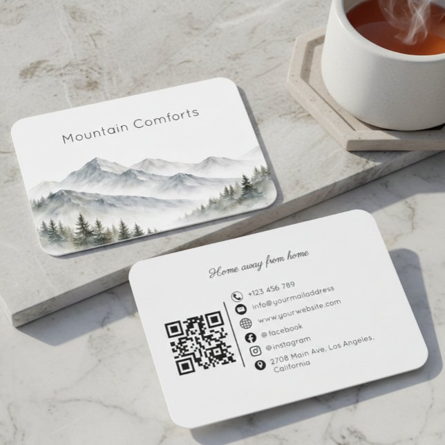 Carte De Visite Mountain Rental Tour Guide QR Code Business Card (Créateur téléchargé)