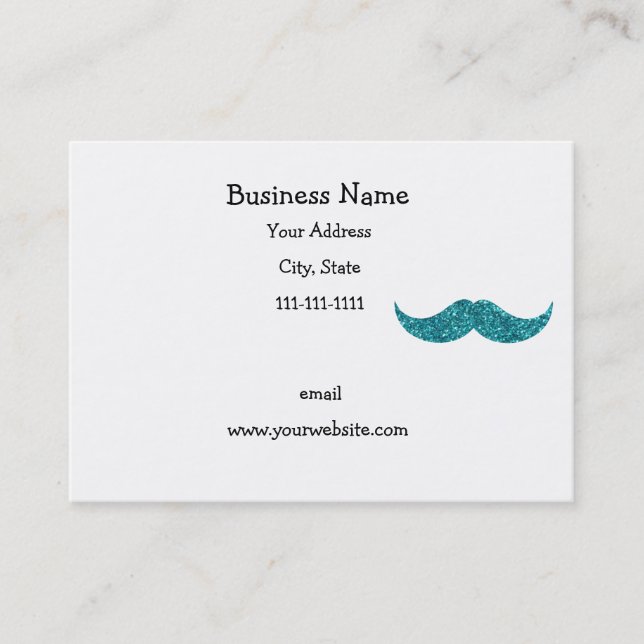 Carte De Visite Moustache de parties scintillantes de turquoise (Devant)