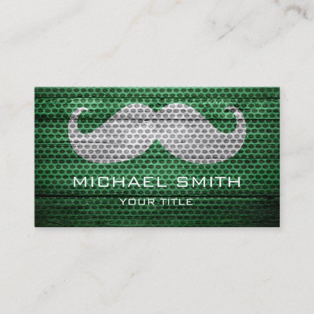 Carte De Visite Moustache drôle sur la texture bois (Devant)
