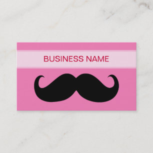 Carte De Visite Moustache noire drôle et rose simple