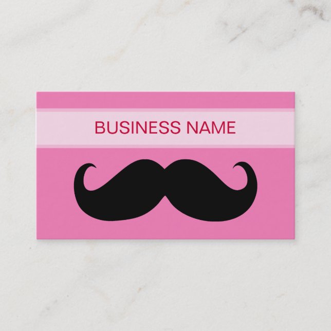 Carte De Visite Moustache noire drôle et rose simple (Devant)