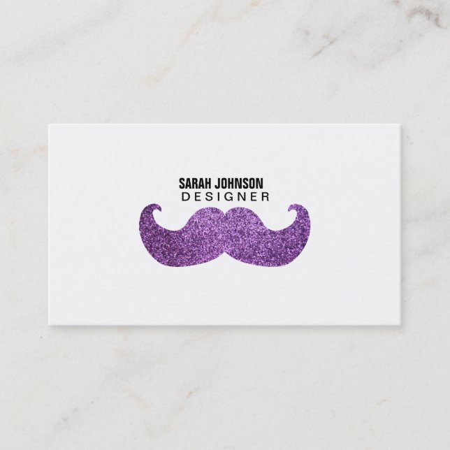 Carte De Visite Moustache pourpre de Bling (graphique de parties (Devant)