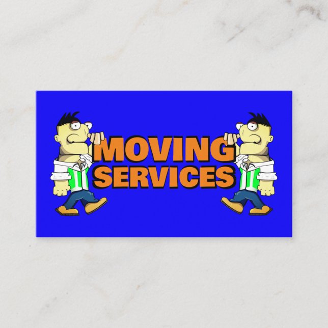 Carte De Visite Moving Services Société Mobilier Chauffage Camionn (Devant)