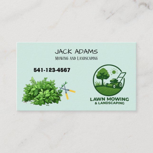 Carte De Visite Mowing and Landscaping Business Card (Devant)
