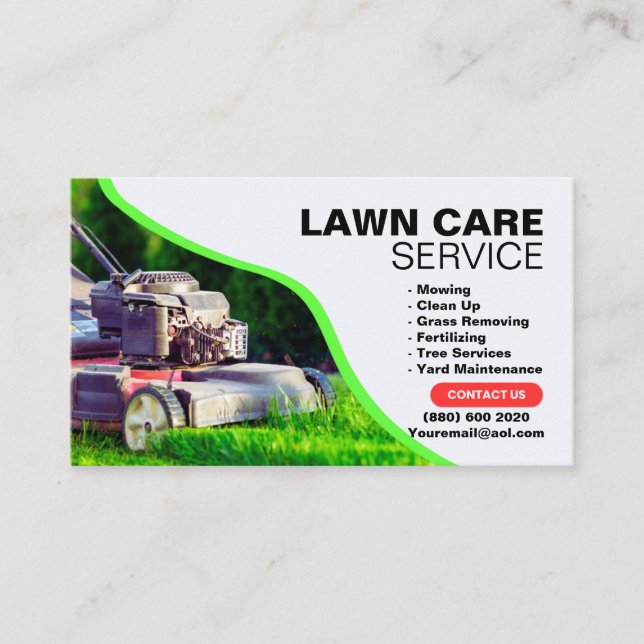 Carte De Visite Mowing Clean Up  Grass Removing Lawn care services (Devant)
