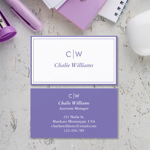 Carte De Visite Moyen minimaliste violet, 2 frontières
