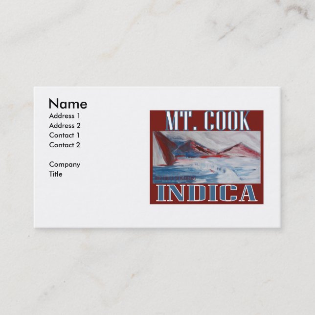 CARTE DE VISITE MT COOK INDICA (Devant)