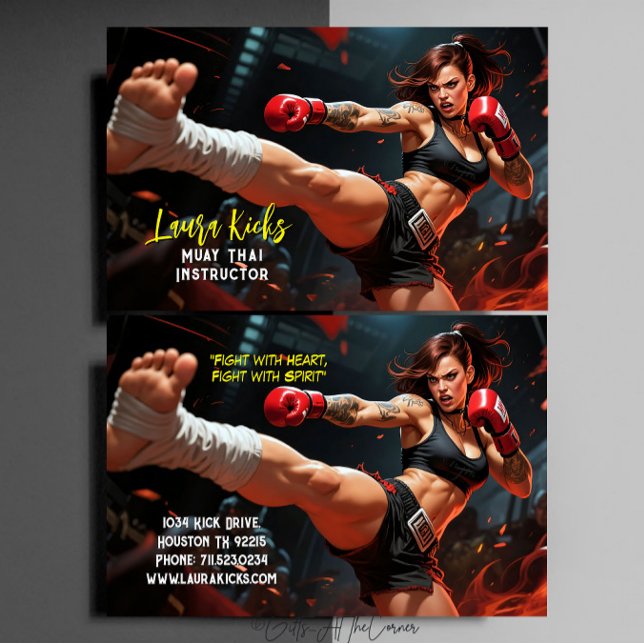 Carte De Visite Muay Thai Kickboxing Martial Arts Instructor  (Créateur téléchargé)