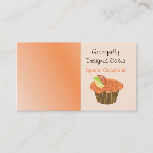 Carte De Visite Muffin au fruit orange et marron (Devant)