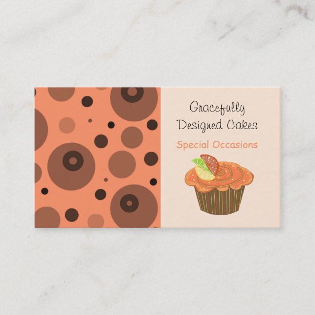 Carte De Visite Muffin au fruit orange et marron (Devant)