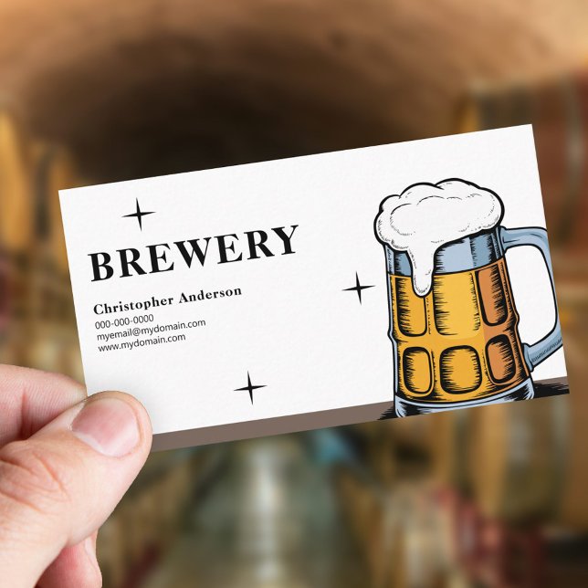Carte De Visite Mug de bière à main - Brasserie (Hand-drawn Beer Mug - Brewery Business Card)