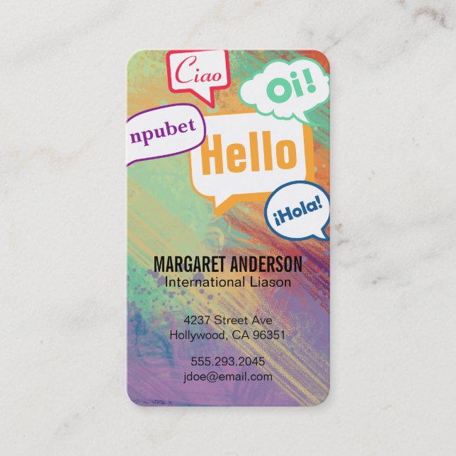 Carte De Visite Multi Langue | Communications (Devant)