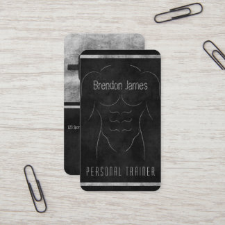 Carte De Visite Muscle Man Outline Black Personal Trainer Vertical