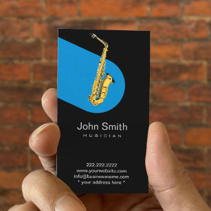 Carte De Visite Music Blue Jazz Saxophone Musician Dark