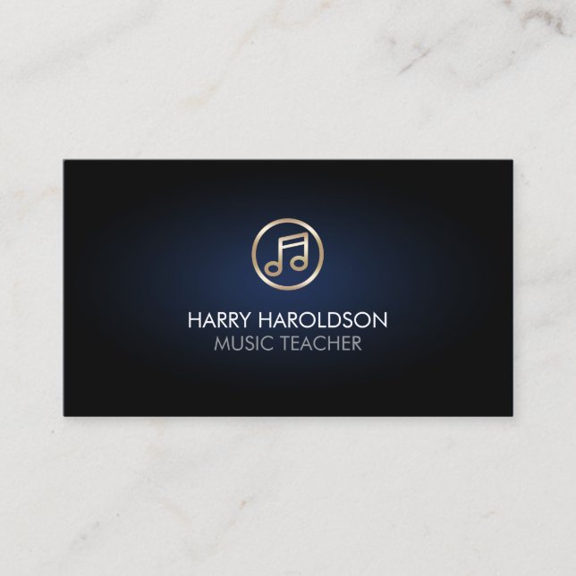 Carte De Visite Music Teacher Faux Gold Music Note Icon (Devant)