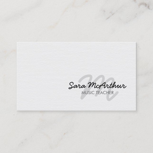 Carte De Visite Music Teacher Monogram Business Card (Devant)