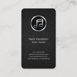 Carte De Visite Music Teacher Music Note Black Grunge BusinessCard