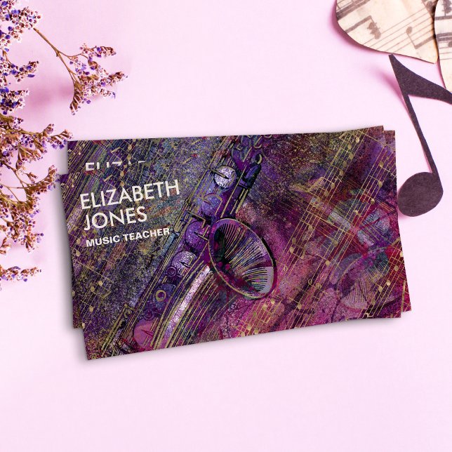 Carte De Visite Music Teacher Saxophone Art Collage - médias mixte (Créateur téléchargé)