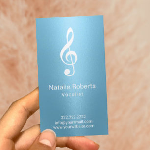 Carte De Visite Musical Clef Logo Vocalist Singer Light Blue Music