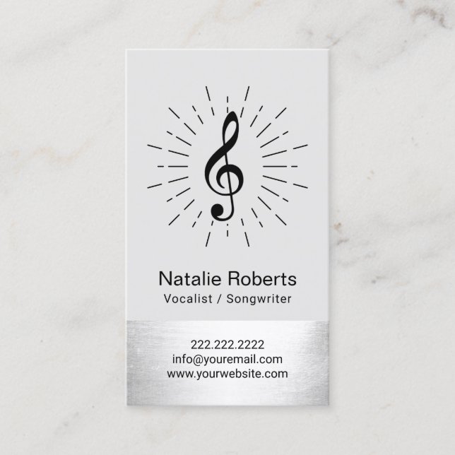 Carte De Visite Musical Clef Logo Vocalist Songwriter Musique (Devant)