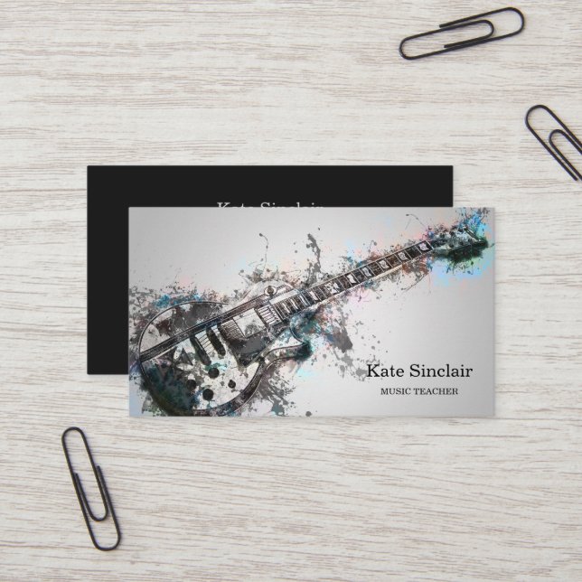 Carte de visite musicale de professeur de musique  (Devant/Arrière en situation)