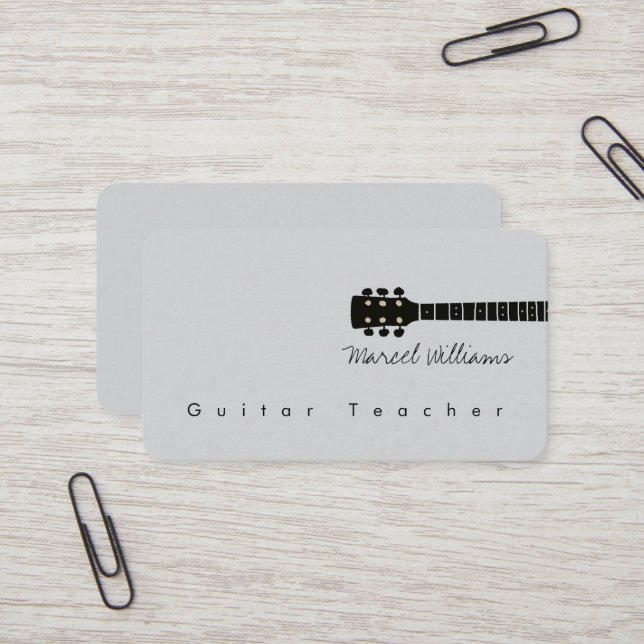 Carte de visite musicale pour un professeur de gui (Devant/Arrière en situation)
