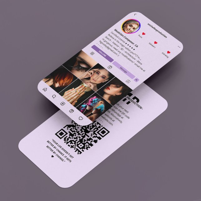 Carte De Visite Musicien Chanteur Compositeur IG Lumière Purple Mo (Musician Singer Composer IG Light Purple Modern Business Card
)