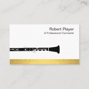 Carte De Visite Musicien Clarinet Player Audio Gold Sound Waves