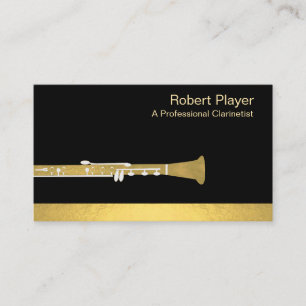 Carte De Visite Musicien Clarinet Player Audio Gold Sound Waves