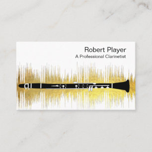 Carte De Visite Musicien Clarinet Player Audio Gold Sound Waves