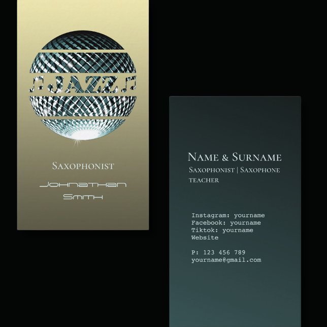 Carte de visite musicien de jazz (Créateur téléchargé)