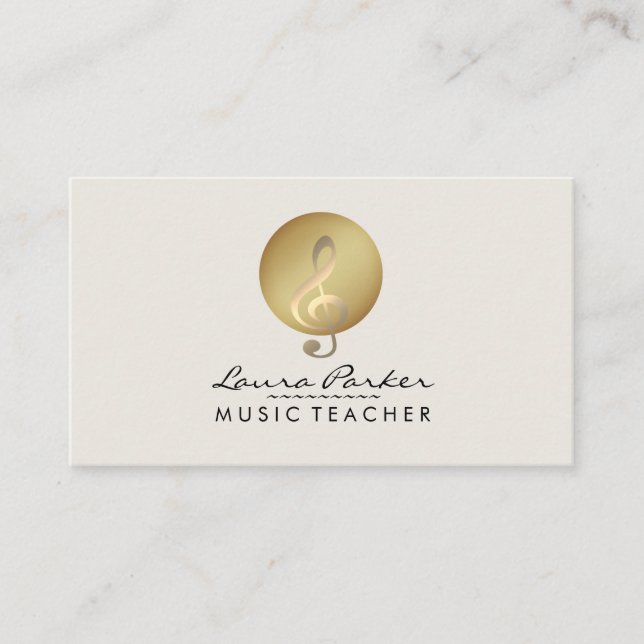 Carte De Visite Musicien de note musicale de crème de professeur (Devant)