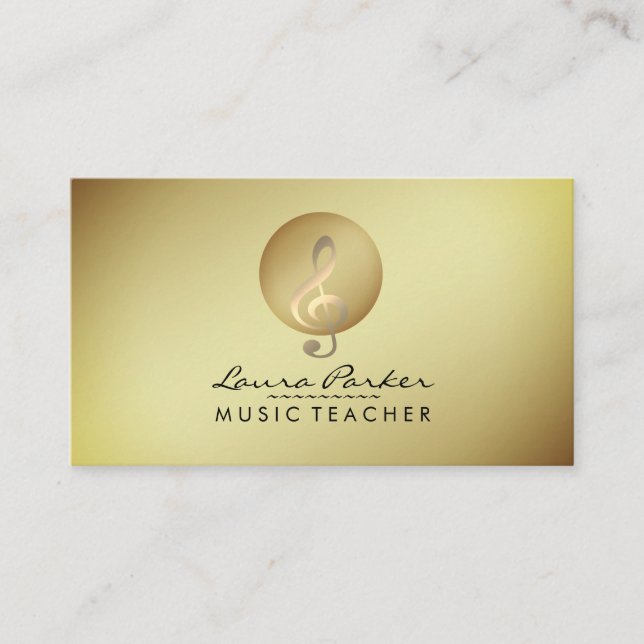 Carte De Visite Musicien de note musicale d'or de professeur de (Devant)