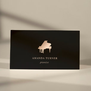 Carte De Visite Musicien de piano élégant Rose Gold Minimal
