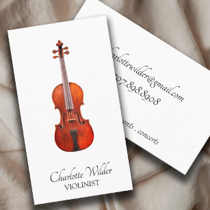 Carte De Visite Musicien de violon noir sur blanc