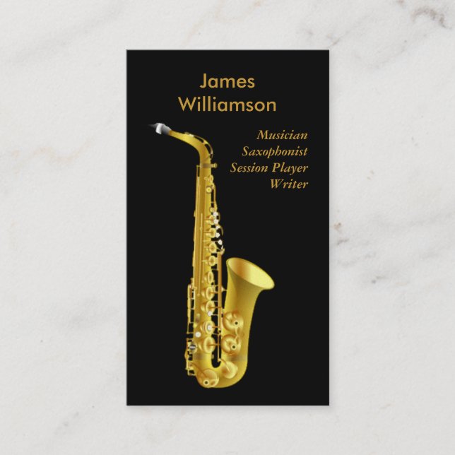 Carte De Visite Musicien d'or de noir d'instrument de musique de (Devant)