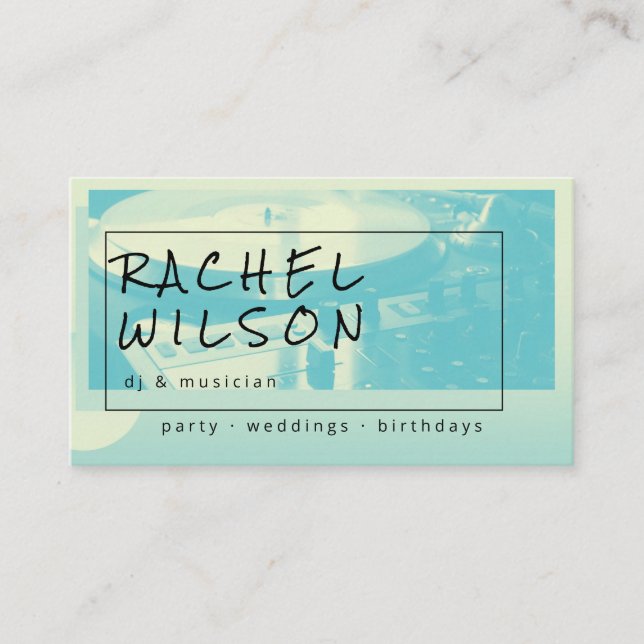 Carte De Visite Musicien moderne en duotone bleu et jaune dj (Devant)